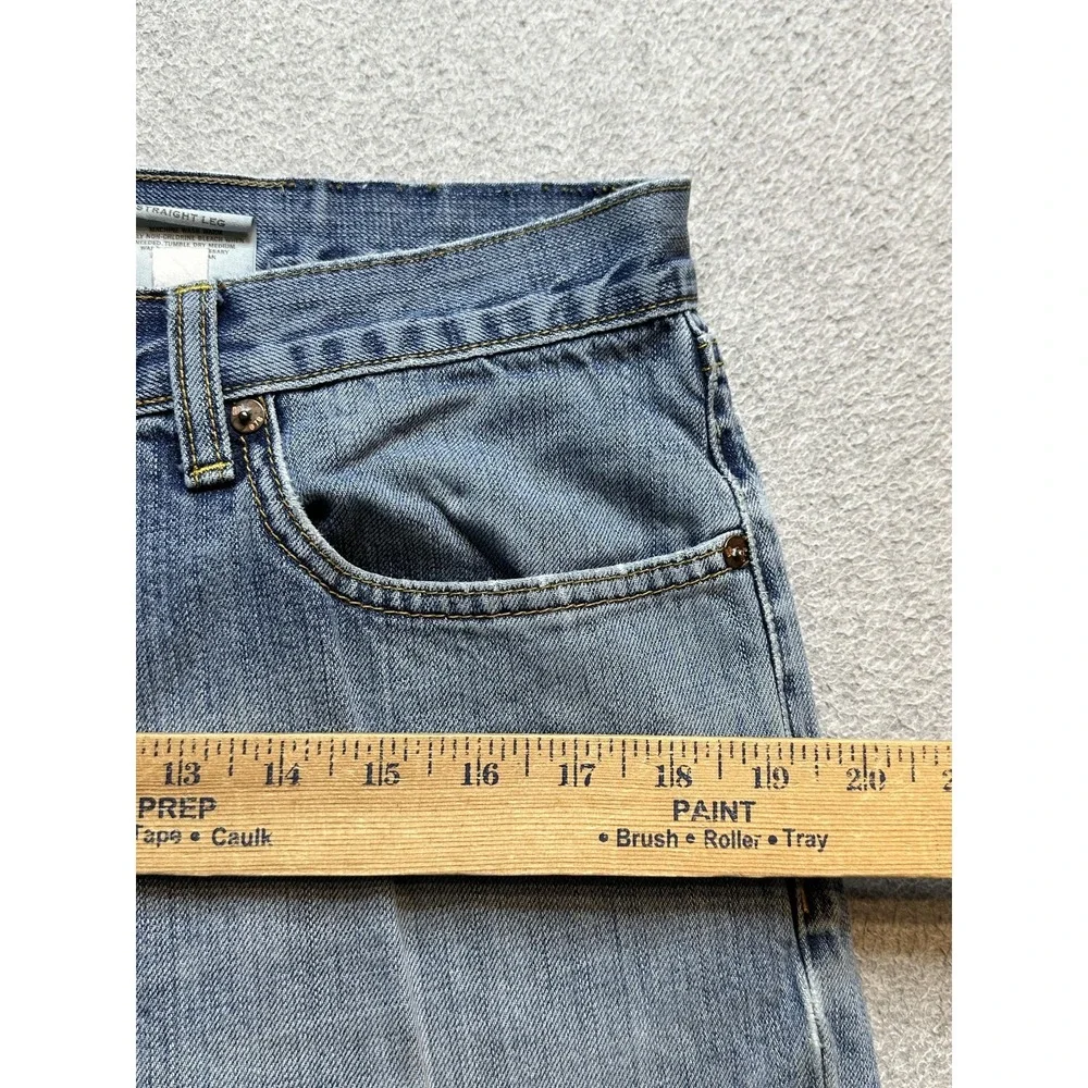 VTG Banana Republic Jeans Mens 32x34(32x32) Light Wash Straight Distressed Denim